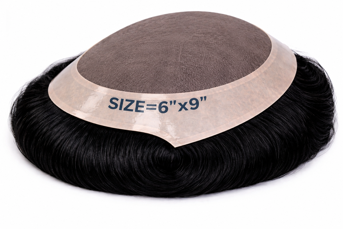 Toupees/Hairpiece, WNE-301B, Mono in Center with Poly Coating around. Size( 6"x9")
