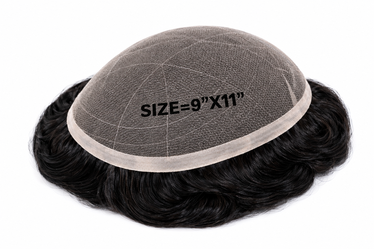 Toupees/Hairpiece,WNE-101B,Full French Lace,100 % High Quality Human Hair for Men, Base Size = 9"X11"