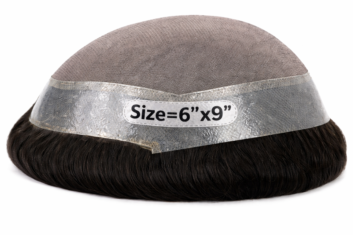 Toupees/Hairpiece, WNE501B, MONO, 100 % High Quality Remy Human Hair for Men Size(6"x9")