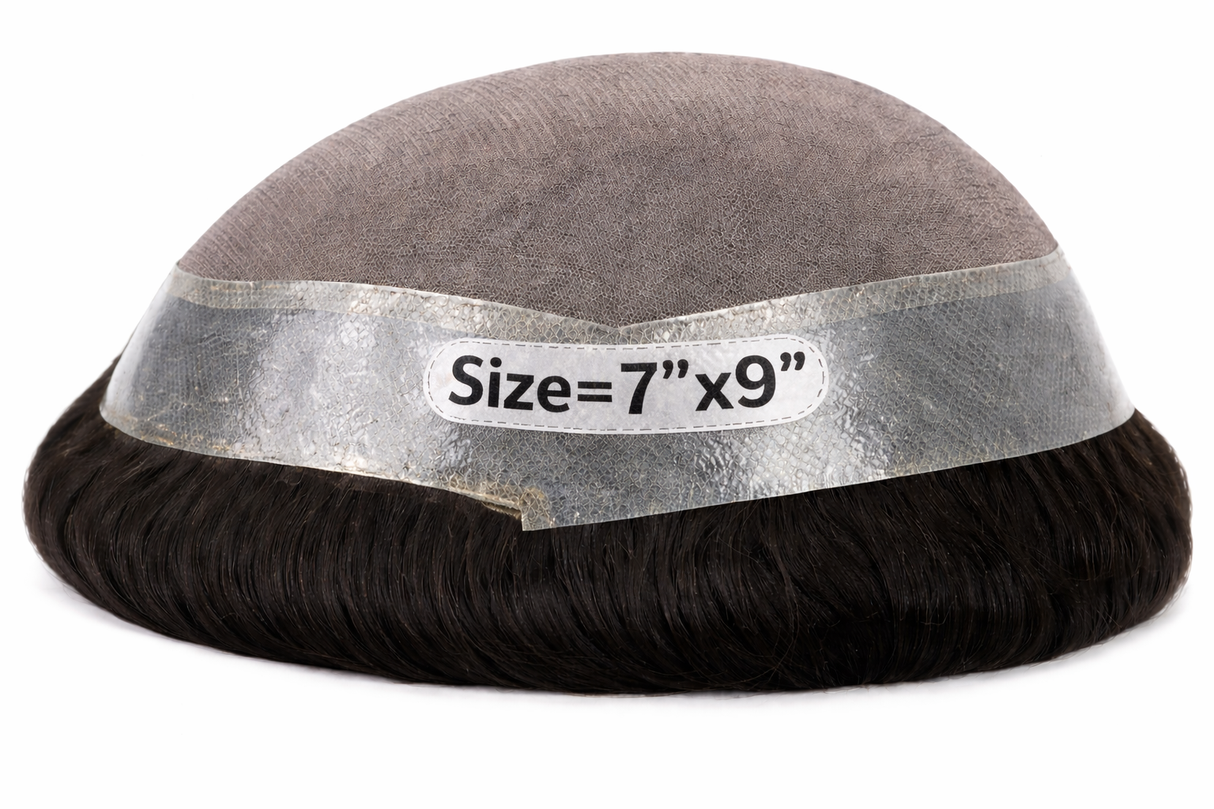 Toupees/Hairpiece, WNE501A, MONO, 100 % High Quality Remy Human Hair for Men Size(7"x9")