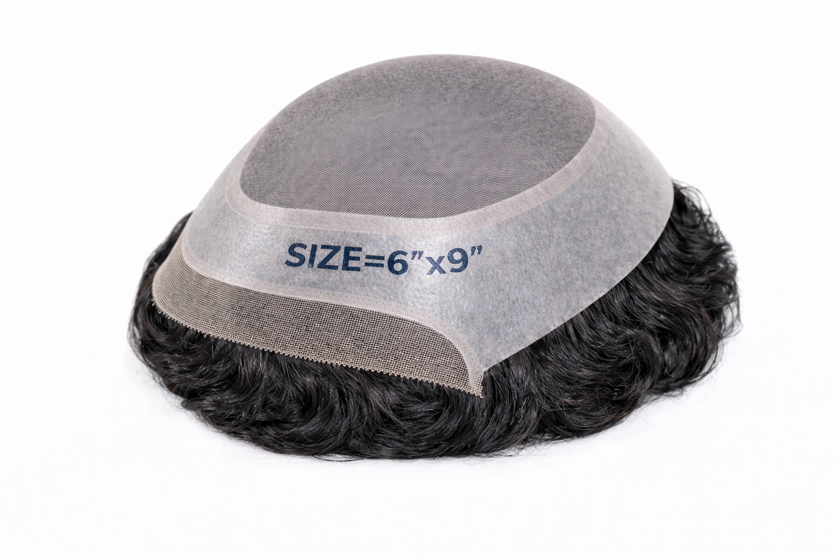 Toupees/Hairpiece, WNE-401B, Mono in Center with Poly Coating around and Lace Front. Base Size = 6"X9"