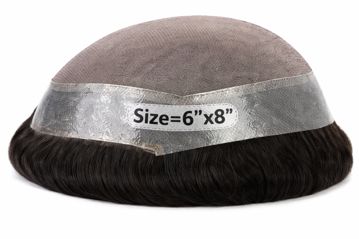 Toupees/Hairpiece, WNE501, MONO , 100 % High Quality Remy Human Hair for Men Size(6"x8")