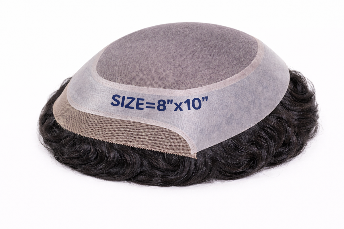 Toupees/Hairpiece, WNE-401C, Mono in Center with Poly Coating around and Lace Front. Base Size = 8"X10"