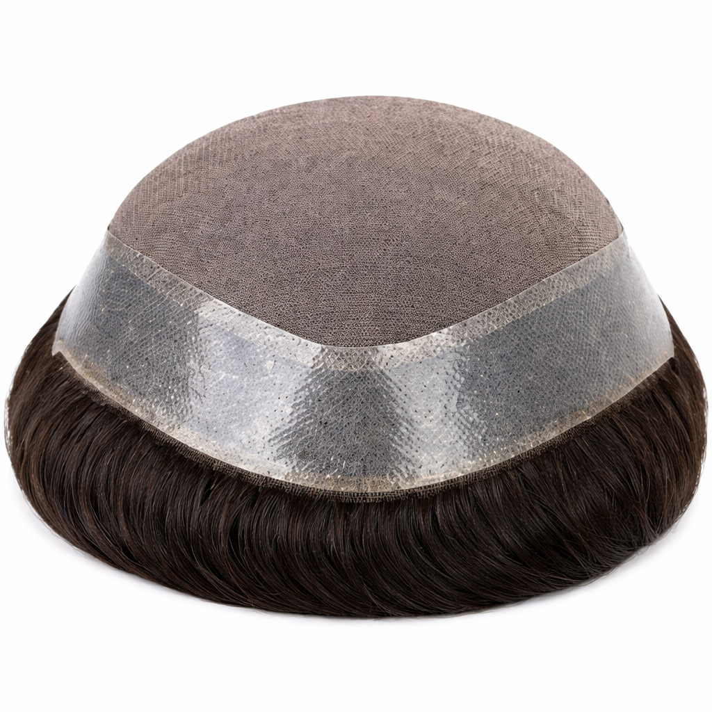 Toupees/Hairpiece, WNE501, MONO , 100 % High Quality Remy Human Hair for Men Size(6"x8")