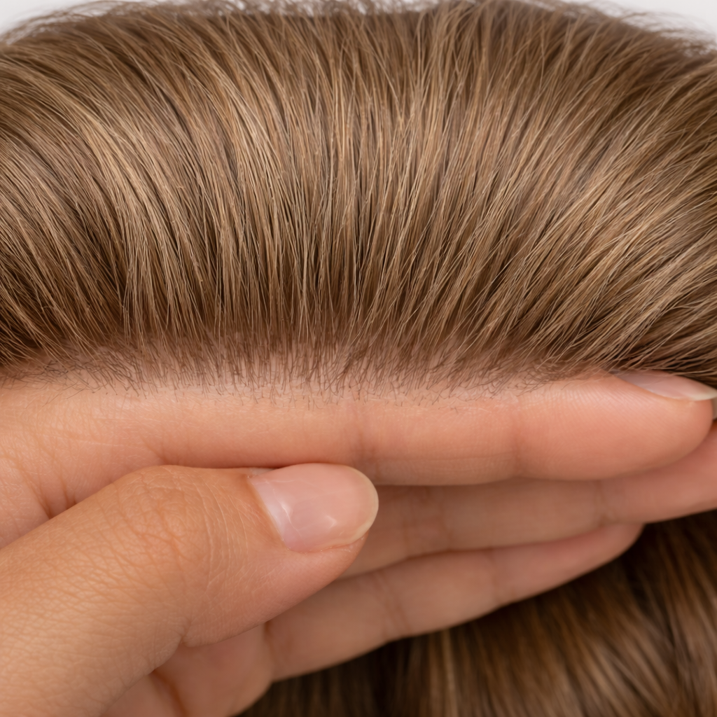 Toupees/Hairpiece, WNE-201, Full Thin Skin, 100 % High Quality Remy Human Hair for Men. Size( 8"x10")