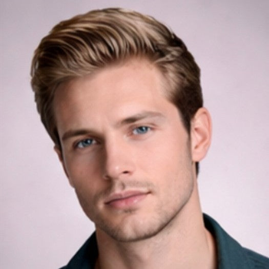 Toupees/Hairpiece, WNE-601B,French Lace, Poly Back, 100 % High Quality Remy Human Hair for Men. Base Size = 6"X9"