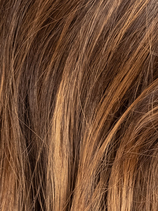 HAZELNUT ROOTED 830.31.6 | Medium Brown blended with Light Auburn, Light Copper Red, and Dark Brown with dark shaded roots