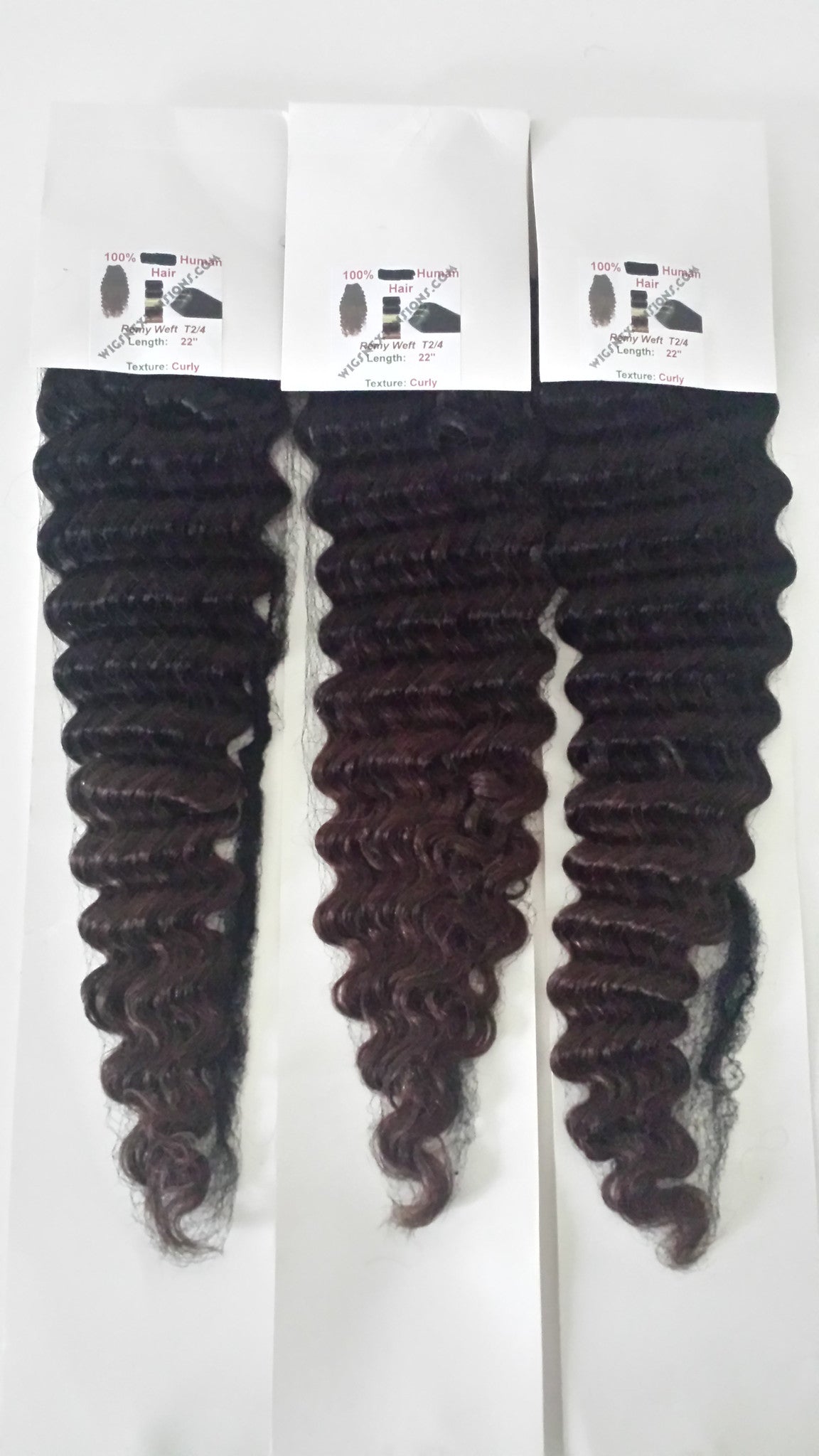 Machine Weft Curly Two Tone Colour   #T2/4   for Full Head (  3 Package Bundle = 300Grams )