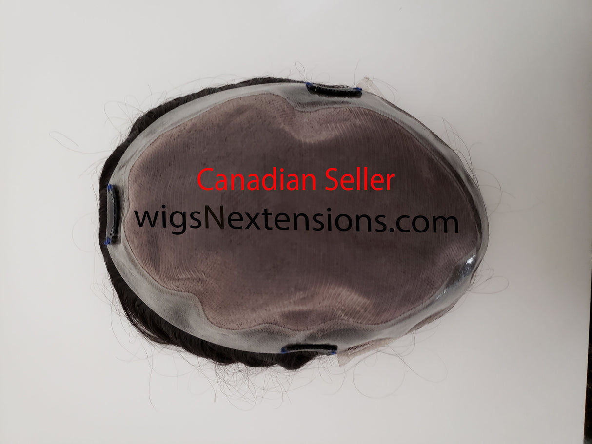 Toupees/Hairpiece, WNE-401A, with 3 Clips, Mono in Center with Poly Coating around and Lace Front.
