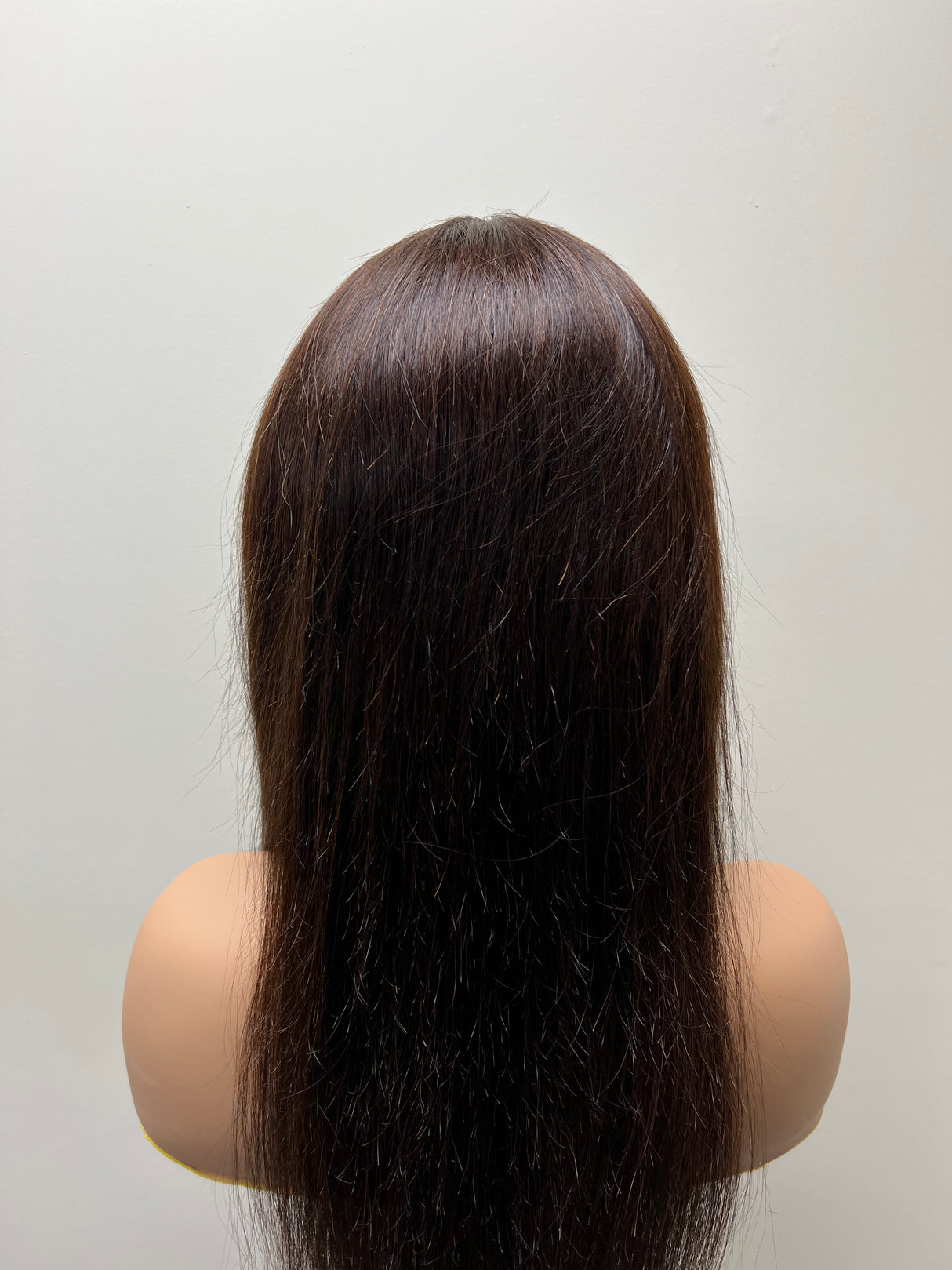 Lace Front human hair dark brown GLUE LESS wig
