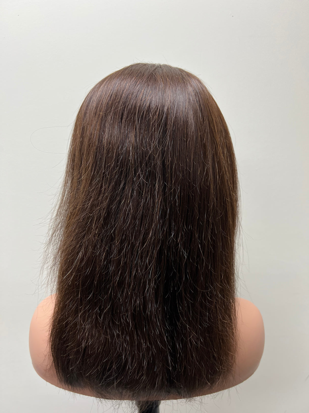 Lace Front human hair dark brown GLUE LESS wig