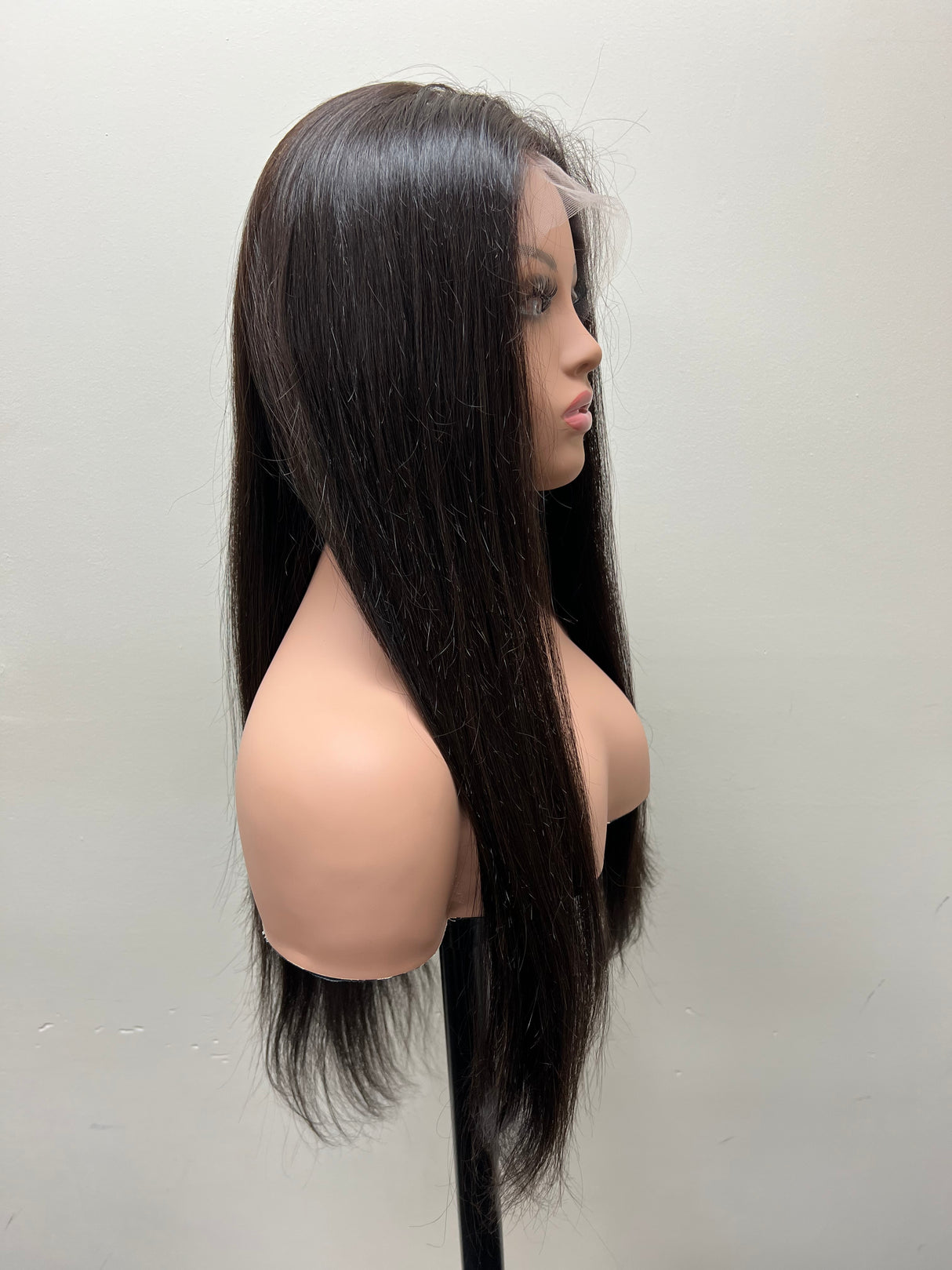 Lace Front-(Swiss) Lace Wig, 24 Inches Straight Hair Medium Head Size Glue Less