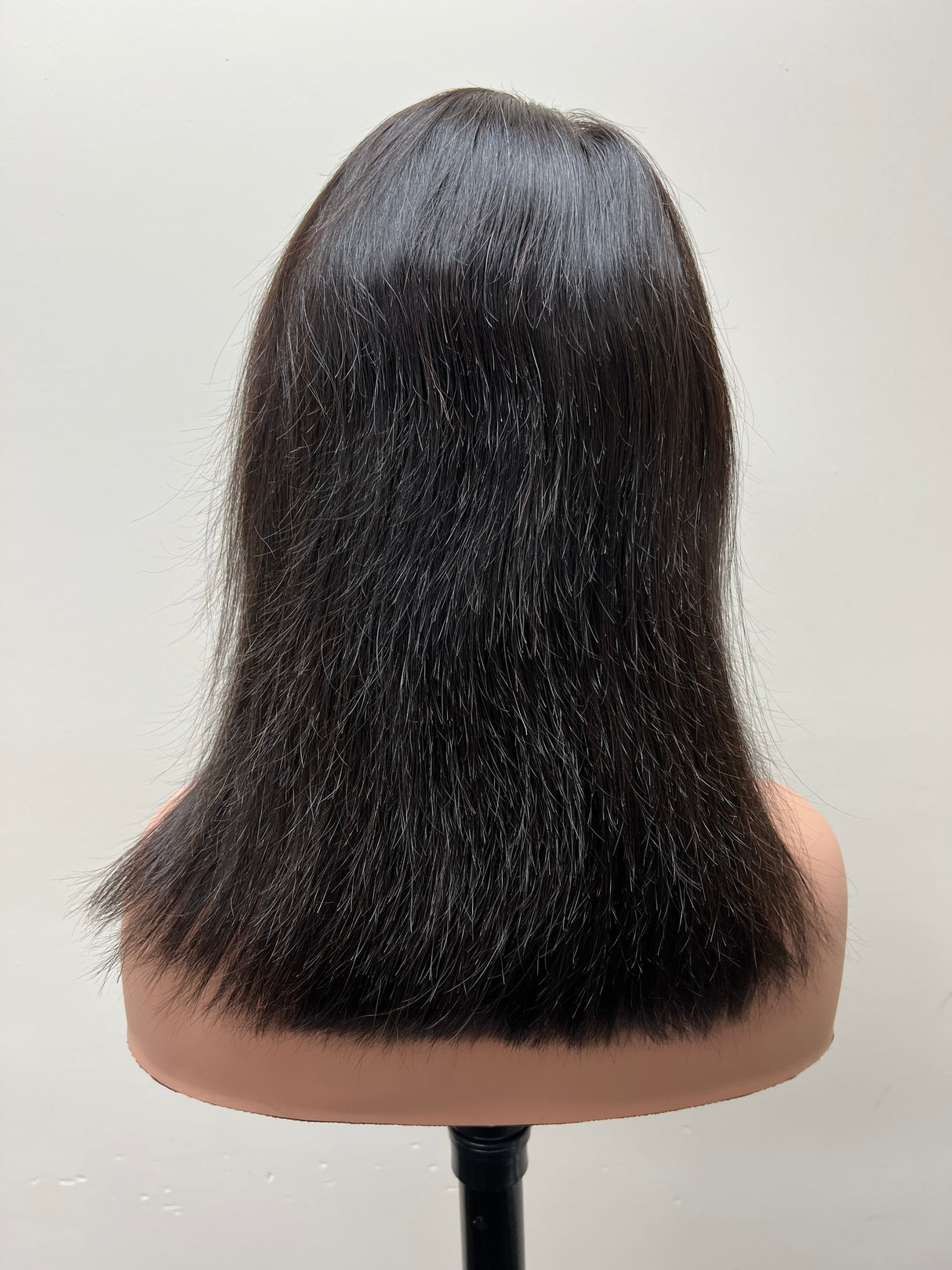 Lace front (swiss) lace wig, straight hair 12 inches natural black GLUELESS
