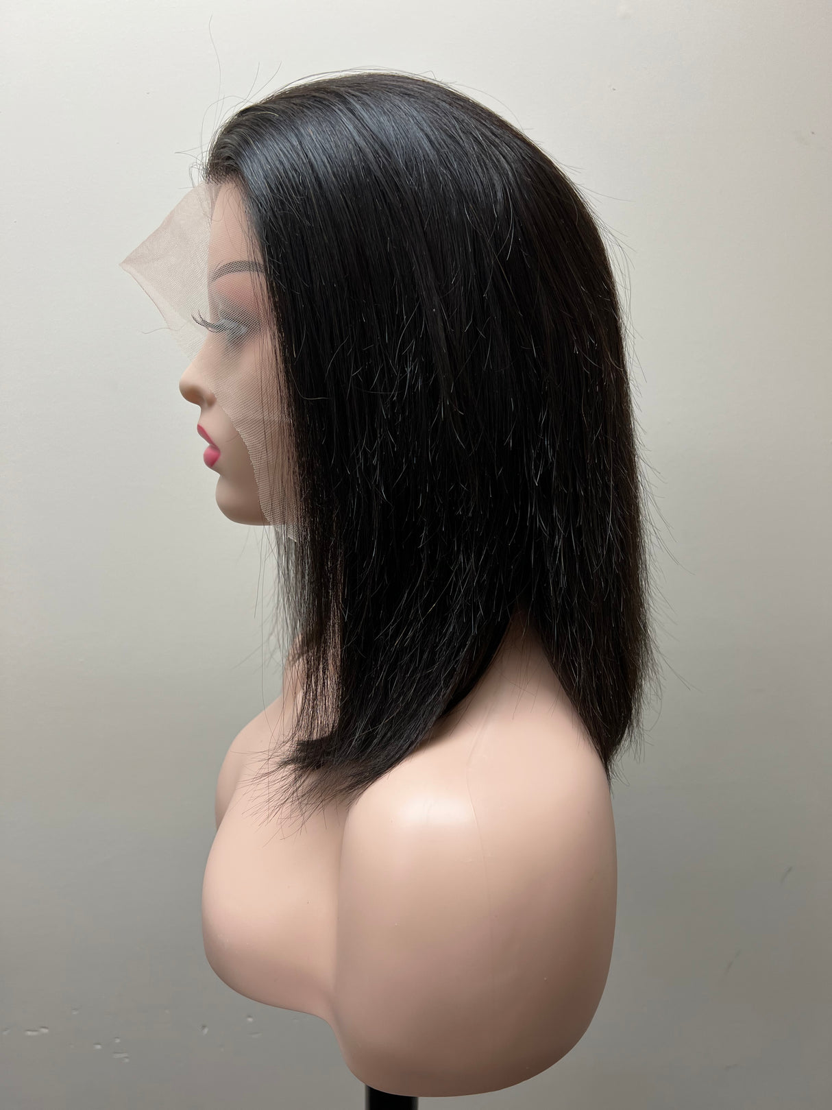 Lace front (Swiss) lace wig,  straight hair 10 inches natural black GLUELESS