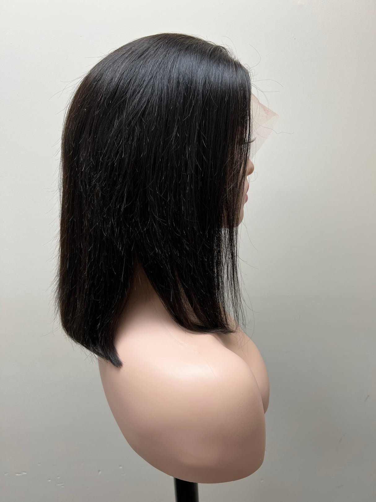 Lace front (Swiss) lace wig,  straight hair 10 inches natural black GLUELESS