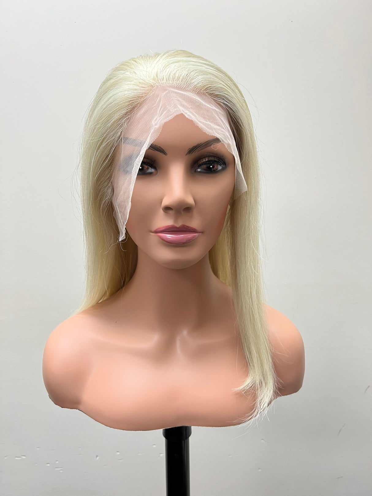 Lace Front (Swiss) Lace Bob Wig Straight 14 Inches Medium Head Size GLUE LESS