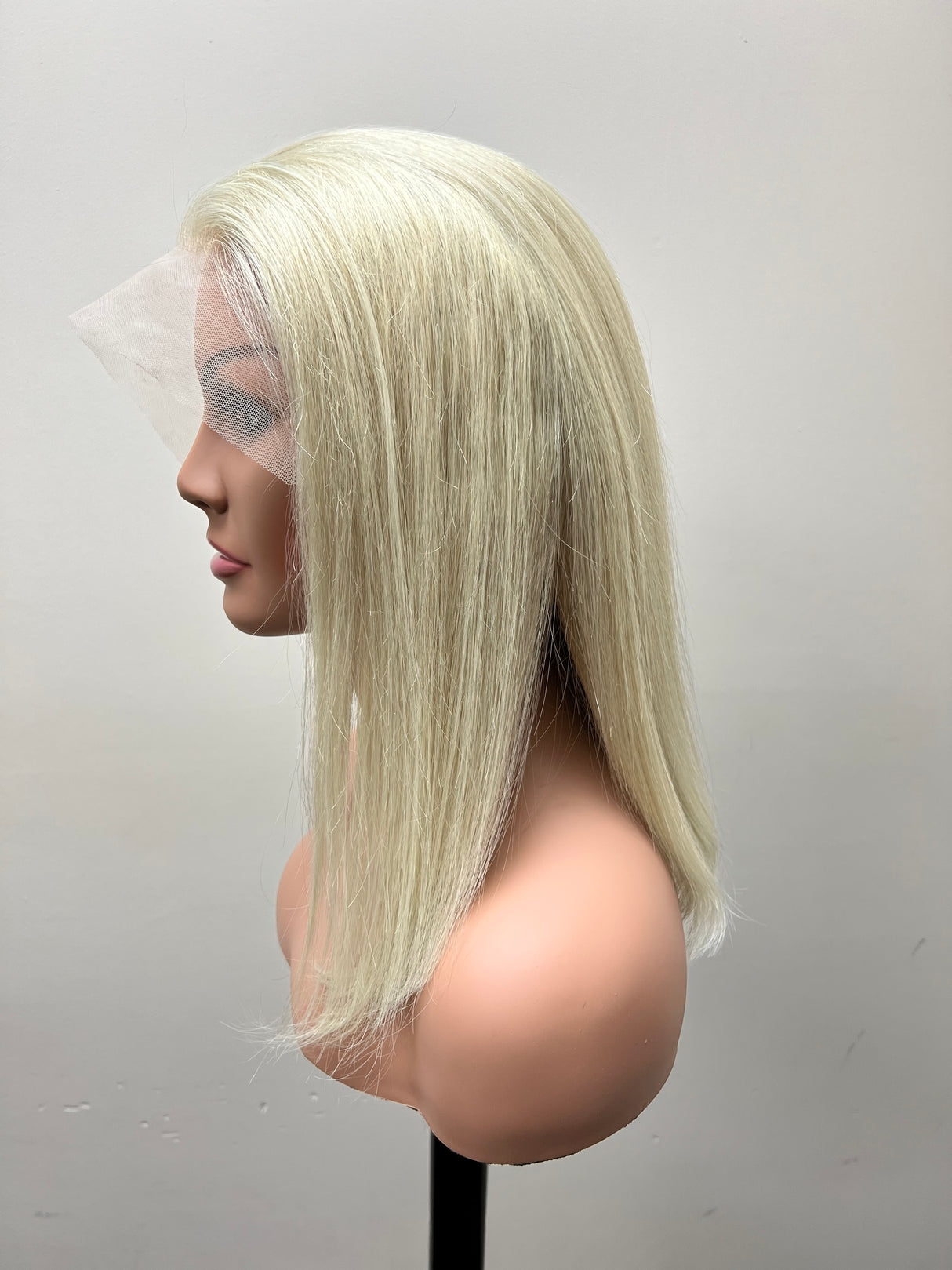 Lace Front (Swiss) Lace Bob Wig Straight 14 Inches Medium Head Size GLUE LESS