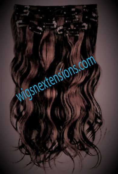 Clip In 100% High Quality REMY HUMAN HAIR Extensions Streakes #1B/#33
