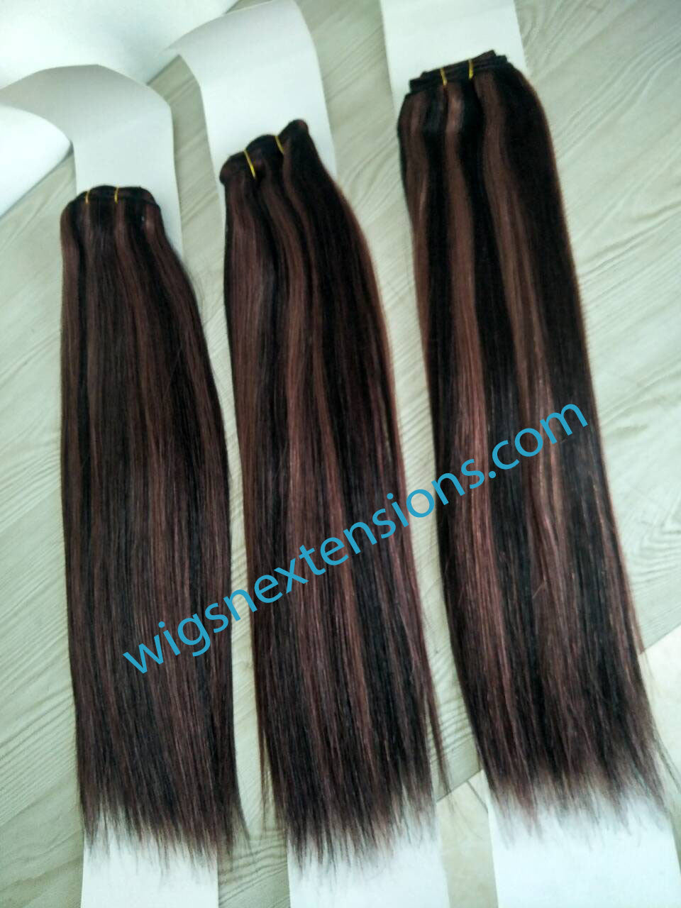 Clip In 100% High Quality REMY HUMAN HAIR Extensions Streakes #1B/#33