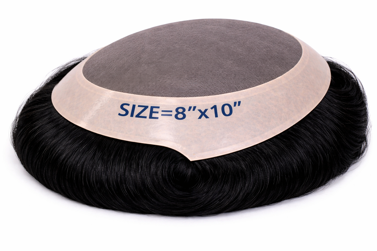 Toupees/Hairpiece, WNE-301C, Mono in Center with Poly Coating around. Size( 8"x10")
