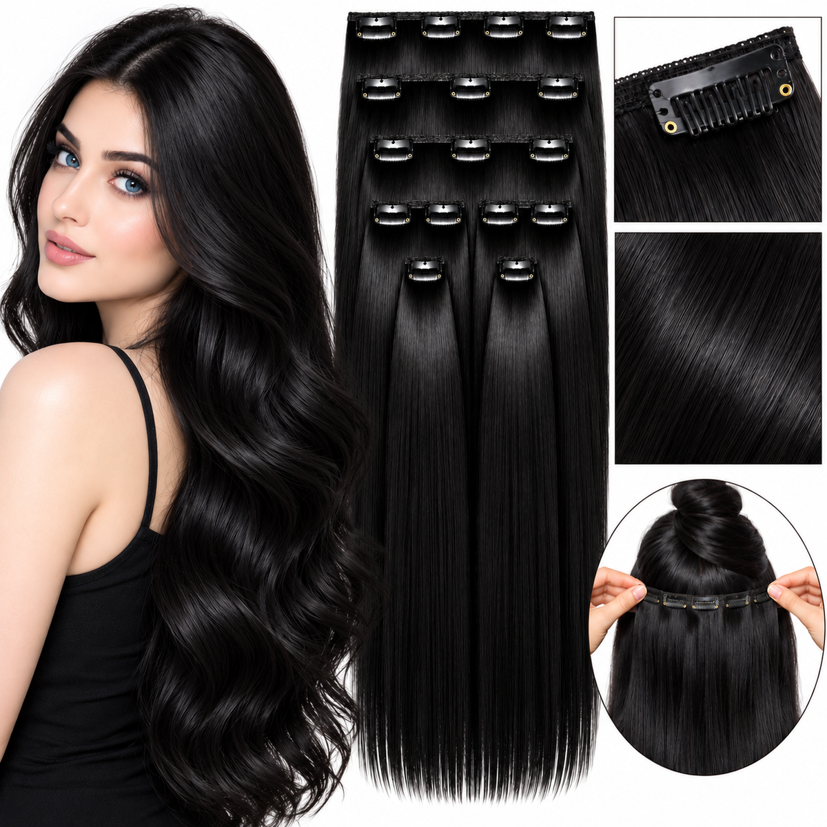 20" Clip-In Human Hair Extensions – Grade 8A Virgin Human Hair