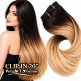20" Clip-In Human Hair Extensions – Grade 8A Virgin Human Hair, Weight=120 GRAMS