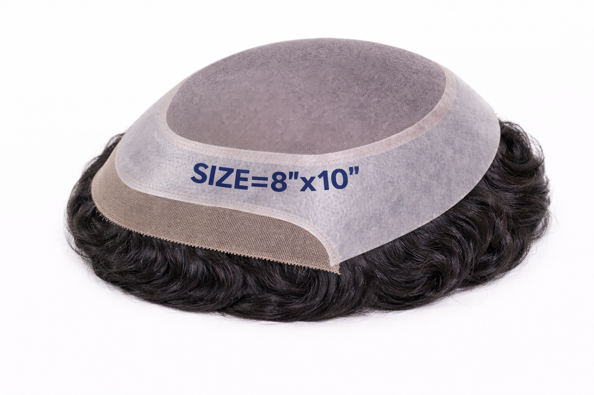 Toupees/Hairpiece, WNE-401C, Mono in Center with Poly Coating around and Lace Front. Base Size = 8"X10"