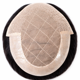 Toupees/Hairpiece, WNE-601, French Lace, Poly Back, 100 % High Quality Remy Human Hair for Men. Base Size = 6"X8"