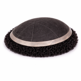 Toupees/Hairpiece, WNE-102, Full French Lace, 100 % High Quality Remy AFRO CURL Human Hair for Black Men, Base Size = 8"X10"