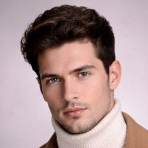 Toupees/Hairpiece, WNE-601A, French Lace, Poly Back, 100 % High Quality Remy Human Hair for Men. Base Size = 7"X9"