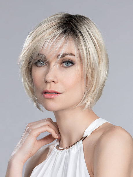 AMY DELUXE by ELLEN WILLE in LIGHT CHAMPAGNE ROOTED 23.24.25 | Lightest Pale Blonde and Lightest Ash Blonde with Lightest Golden Blonde Blend and Shaded Roots