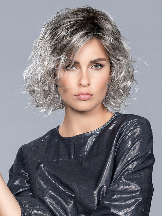 GIRL MONO by ELLEN WILLE in STONE GREY ROOTED 56.60.58 | Dark/Lightest Brown and Lightest Blonde blended with Pearl White and a Grey Blend with Shaded Roots