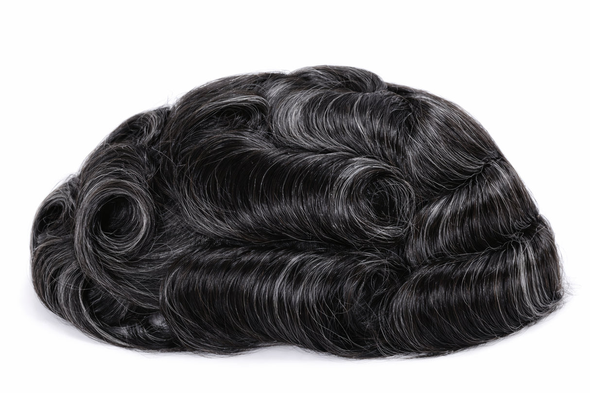 Toupees/Hairpiece, WNE-401B, Mono in Center with Poly Coating around and Lace Front. Base Size = 6"X9"