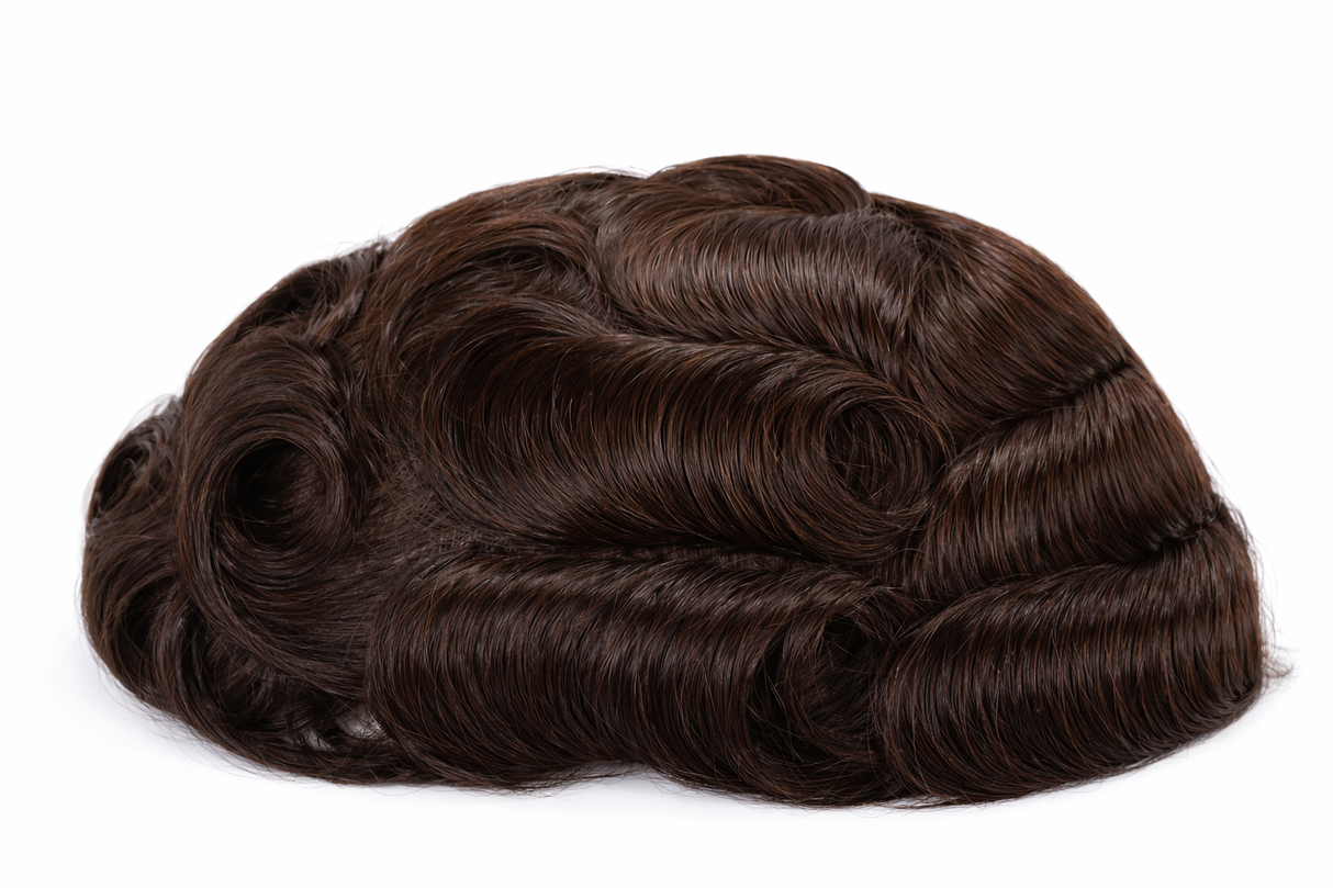 Toupees/Hairpiece, WNE-401C, Mono in Center with Poly Coating around and Lace Front. Base Size = 8"X10"