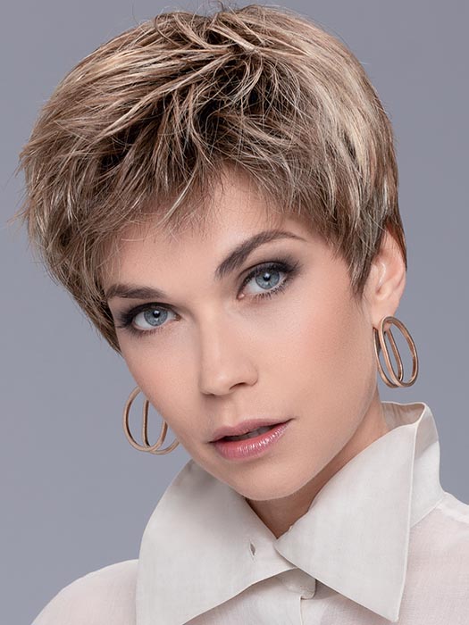 COOL by ELLEN WILLE in LIGHT BERNSTEIN ROOTED 8.20.27 | Light Auburn, Light Honey Blonde, and Light Reddish Brown Blend and Dark Roots