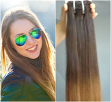 Clip In 100%  High Quality REMY HUMAN HAIR Extensions Color #2T8