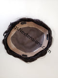 Toupees/Hairpiece, WNE-301A, With- 3 Clips, Mono in Center with Poly Coating around