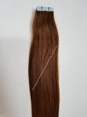 Tape In Remy Human  Hair Extensions Grade 8A  Colour # 6 Caramel