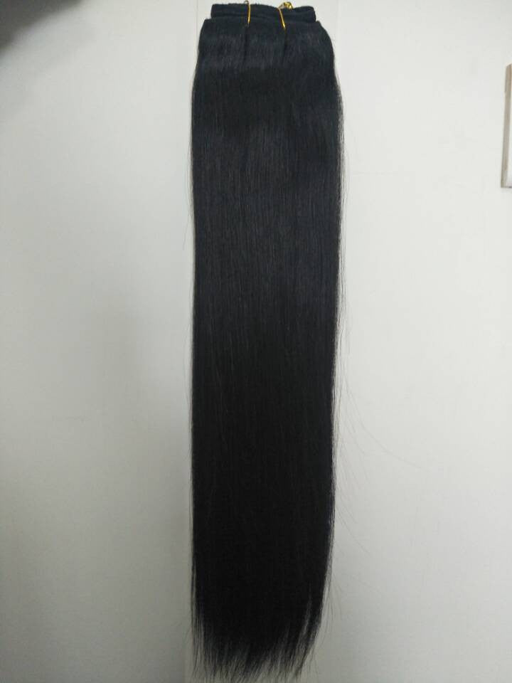 Clip In 100%  High Quality REMY HUMAN HAIR Extensions Jet Black Color #1