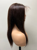Lace Front human hair dark brown GLUE LESS wig