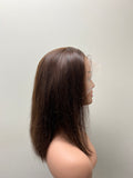 Lace Front human hair dark brown GLUE LESS wig