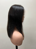 Lace front (swiss) lace wig, straight hair 12 inches natural black GLUELESS