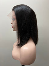Lace front (Swiss) lace wig,  straight hair 10 inches natural black GLUELESS