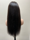 Lace Front-(Swiss) Lace Wig, 24 Inches Straight Hair Medium Head Size Glue Less