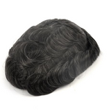 Toupees/Hairpiece, WNE-601, Full French Lace, 90 % High Quality Remy Human Hair Natural Black + 10% Synthetic Grey for Men